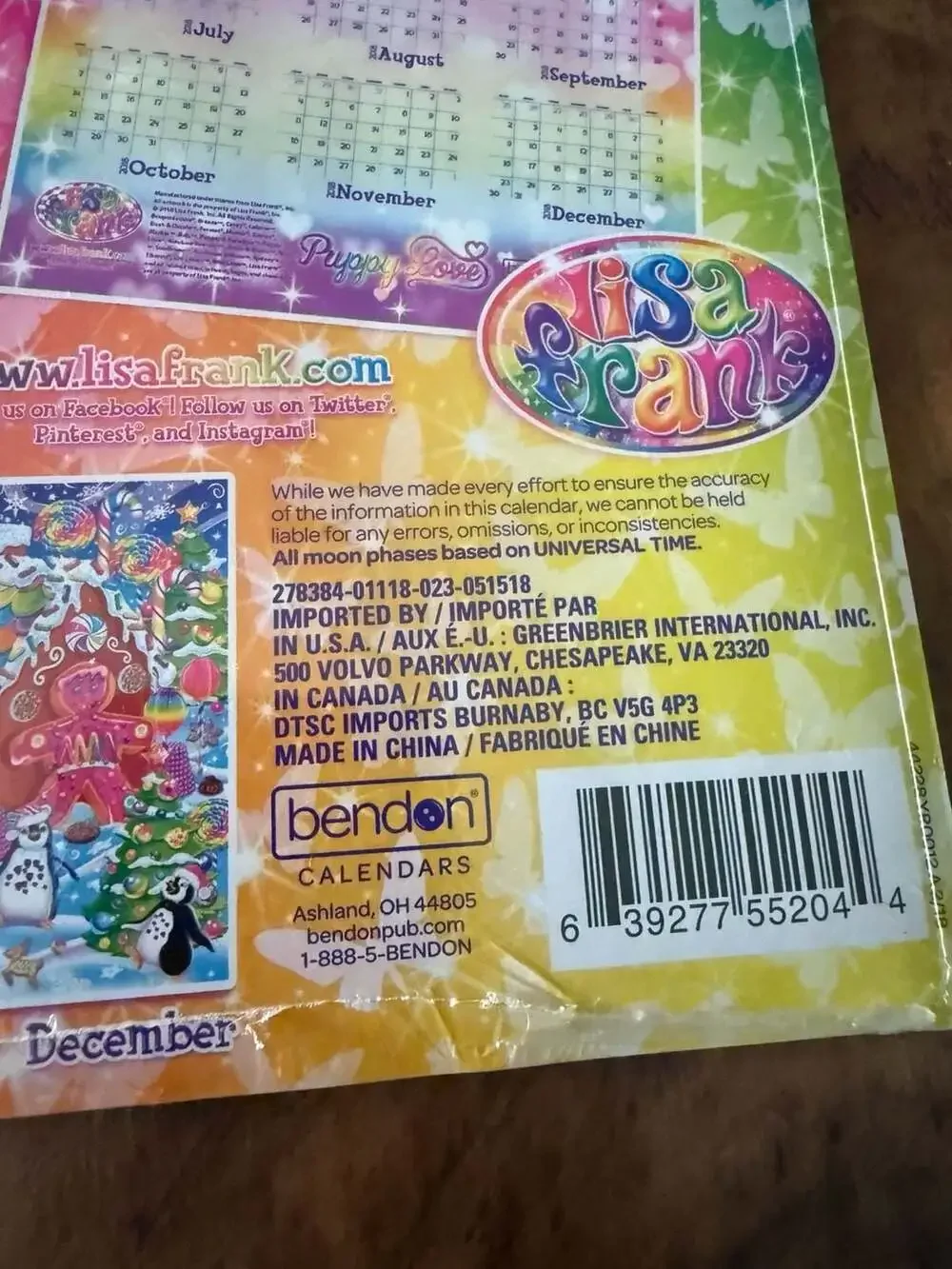 Lisa Frank Official 2019 12-Month Wall Calendar